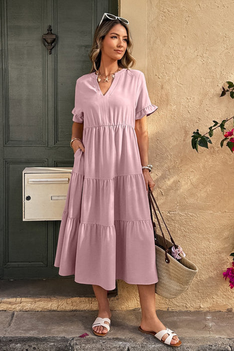 Love Kuza Sunset Stroll Tiered Midi Dress