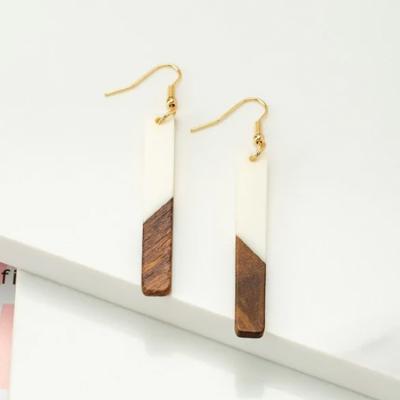 Very Carrot Half Wood Half Resin Stick Drop Earrings