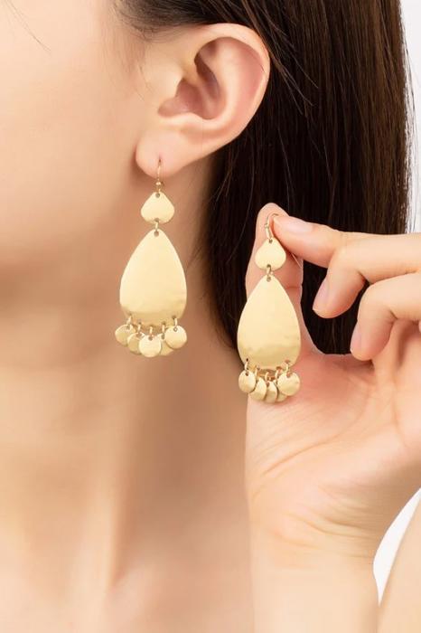 Very Carrot Hammered Teardrop Earrings with Multi Disk