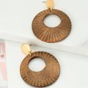  Very Carrot Etched Donut Shape Wood Drop Earring with Round Stud