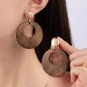  Very Carrot Etched Donut Shape Wood Drop Earring with Round Stud