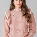  Love Kuza - Rosy Ruffle & Bow Knit Sweater