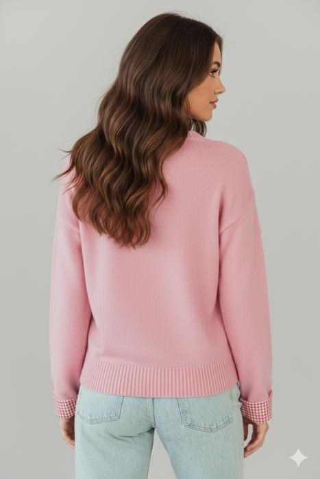 Love Kuza - Sweet Little Gingham Knit Sweater