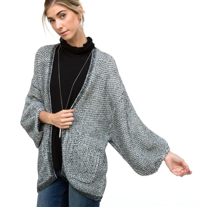 Love Kuza Waffle Knit Slouchy Cardigan