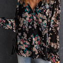  - Midnight Blossom Ruffle Blouse