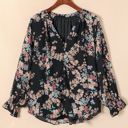  - Midnight Blossom Ruffle Blouse