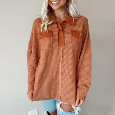 Love Kuza - Rustic Ember Waffle Knit Pullover