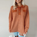  Love Kuza - Rustic Ember Waffle Knit Pullover