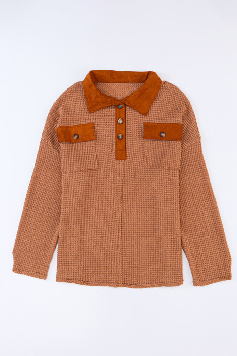 Love Kuza - Rustic Ember Waffle Knit Pullover