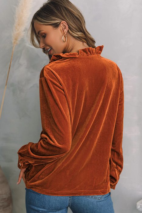 Love Kuza - Velvet Charm Ruffle Blouse