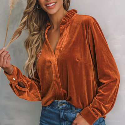 Love Kuza - Velvet Charm Ruffle Blouse