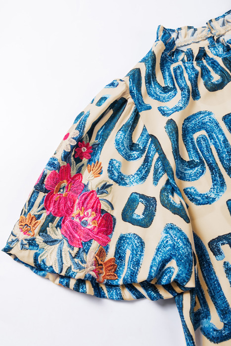 - Azure Scribble Bloom Top