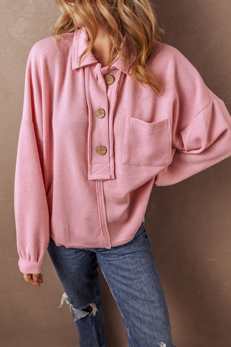 Love Kuza - Blush Haven Button Knit Top