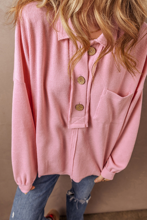 Love Kuza - Blush Haven Button Knit Top
