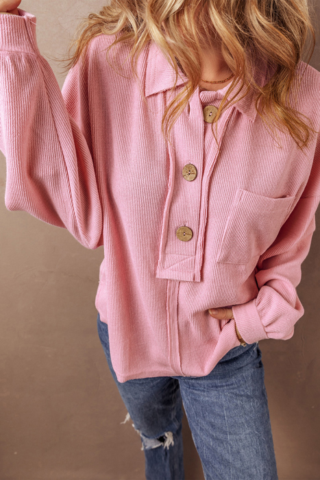 Love Kuza - Blush Haven Button Knit Top