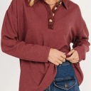  Love Kuza - Crimson Hearth Waffle Henley