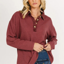  Love Kuza - Crimson Hearth Waffle Henley