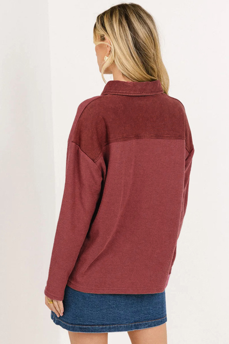 Love Kuza - Crimson Hearth Waffle Henley