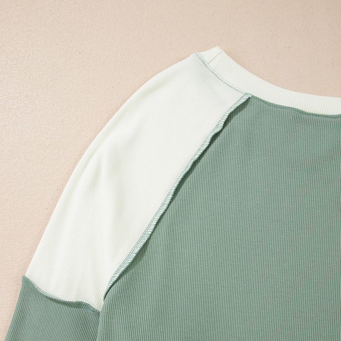 Love Kuza -Soft Moss Colorblock Lounge Top