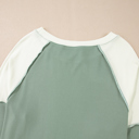  Love Kuza -Soft Moss Colorblock Lounge Top