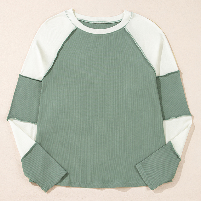 Love Kuza -Soft Moss Colorblock Lounge Top