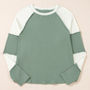  Love Kuza -Soft Moss Colorblock Lounge Top