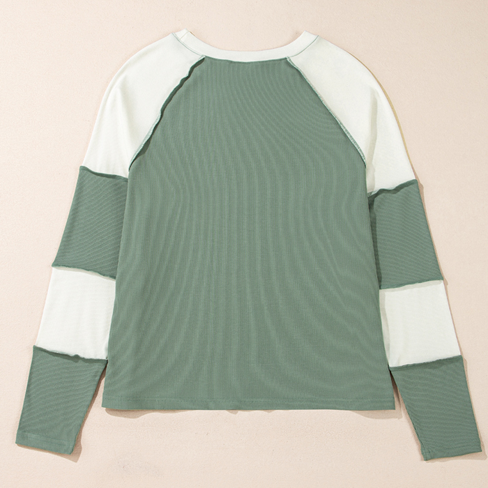Love Kuza -Soft Moss Colorblock Lounge Top