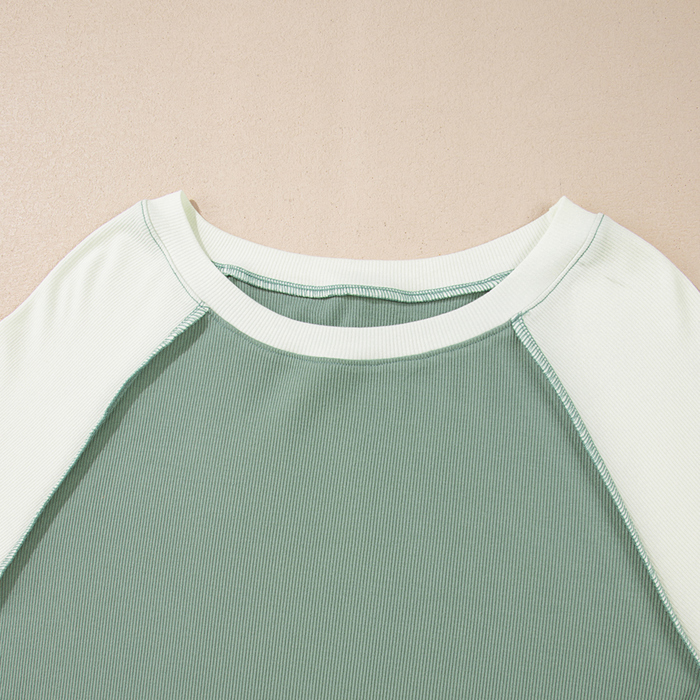 Love Kuza -Soft Moss Colorblock Lounge Top