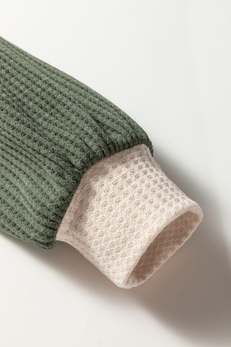 Love Kuza - Evergreen Breeze Waffle Knit Top