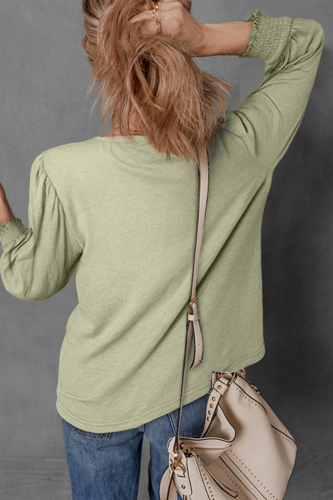 Love Kuza - Soft Sage Poet Sleeve Top