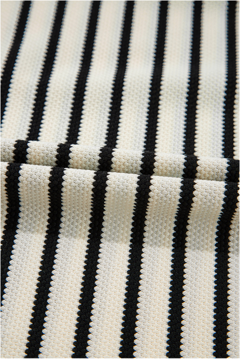 <.> - Mono Stripe Lace Flutter Top