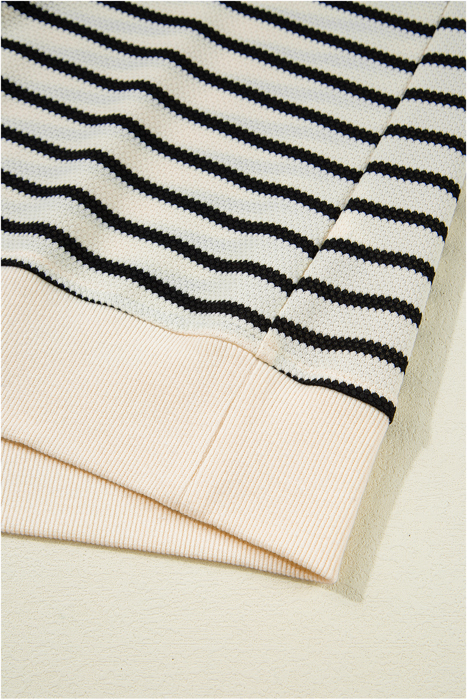<.> - Mono Stripe Lace Flutter Top