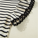  <.> - Mono Stripe Lace Flutter Top