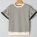  <.> - Mono Stripe Lace Flutter Top
