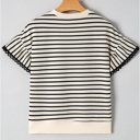  <.> - Mono Stripe Lace Flutter Top