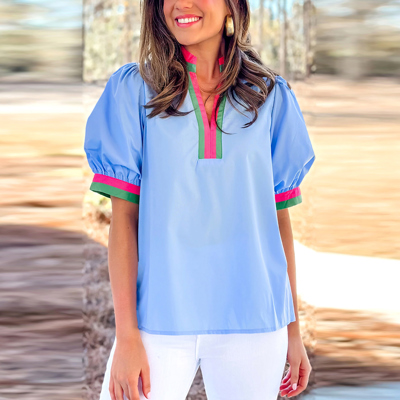 - Sky Pop Puff Blouse