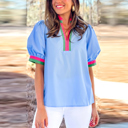  - Sky Pop Puff Blouse