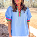  - Sky Pop Puff Blouse