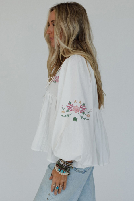 Love Kuza - Wildflower Whimsy Peasant Top
