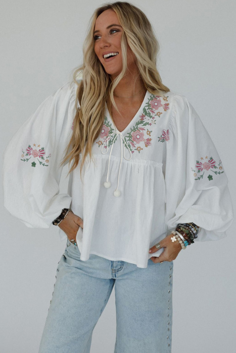 Love Kuza - Wildflower Whimsy Peasant Top
