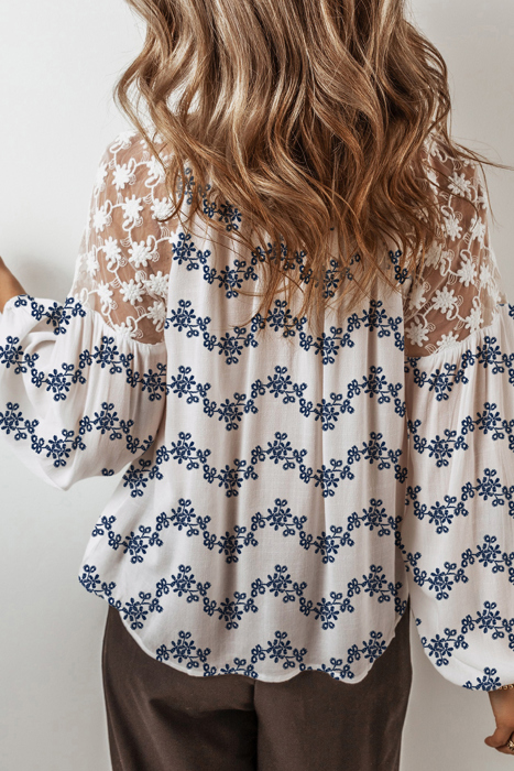 Love Kuza - Midnight Bloom Embroidered Blouse