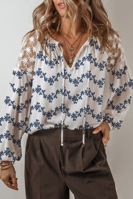 Love Kuza - Midnight Bloom Embroidered Blouse