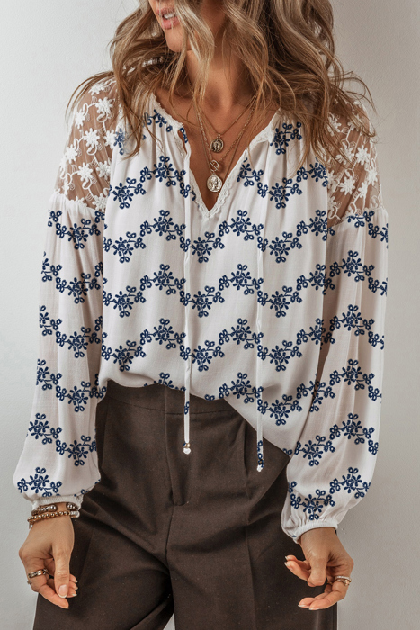 Love Kuza - Midnight Bloom Embroidered Blouse