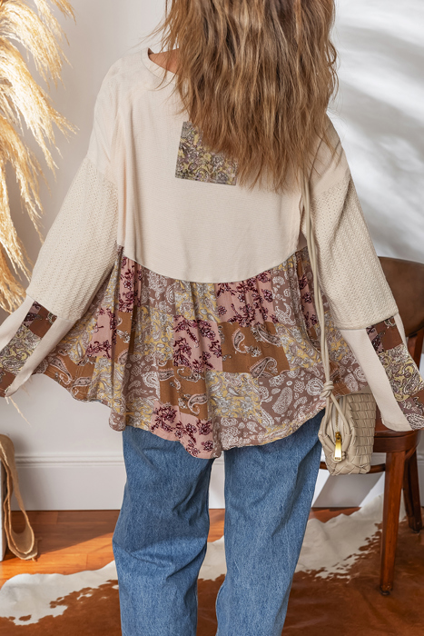 Love Kuza - Paisley Patchwork Waffle Top