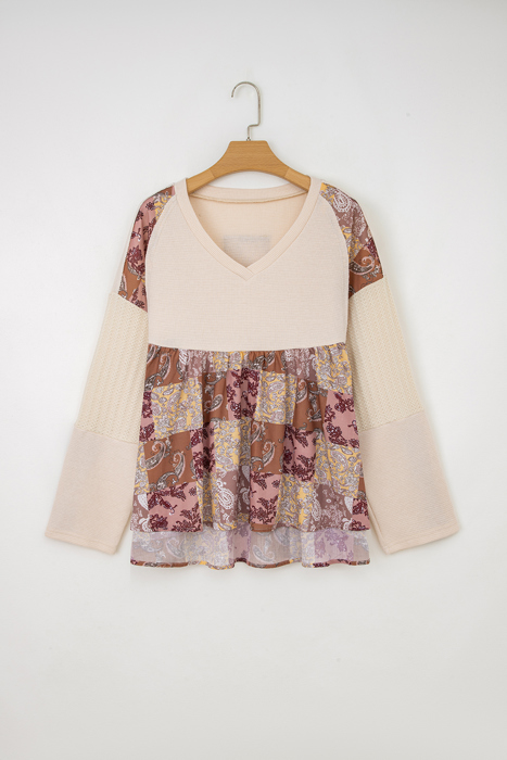 Love Kuza - Paisley Patchwork Waffle Top