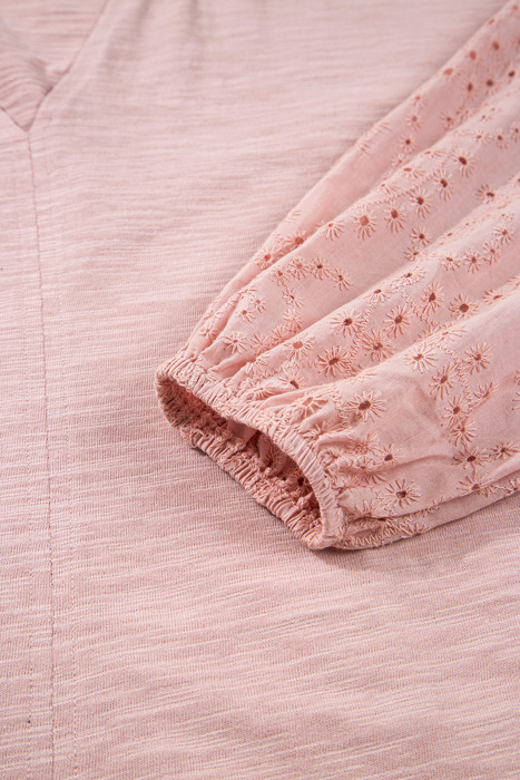 Love Kuza - Blush Meadow Eyelet Sleeve Top