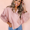  Love Kuza - Blush Meadow Eyelet Sleeve Top