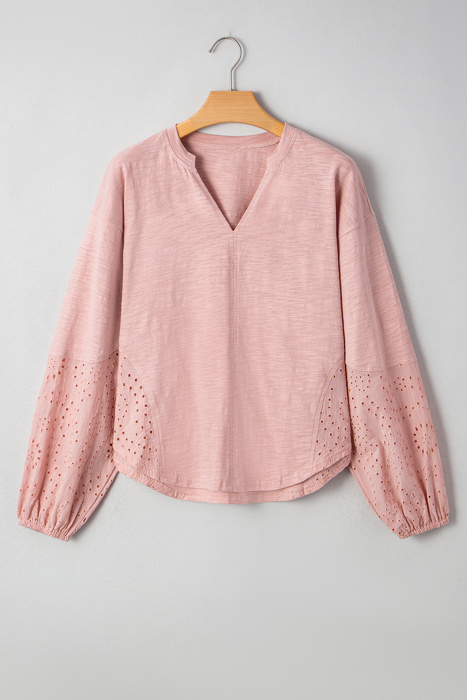 Love Kuza - Blush Meadow Eyelet Sleeve Top