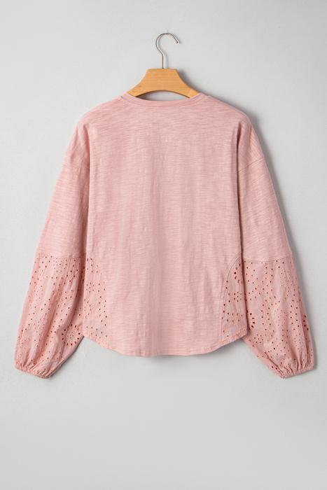 Love Kuza - Blush Meadow Eyelet Sleeve Top