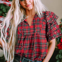  Love Kuza - Festive Pearl Tartan Blouse